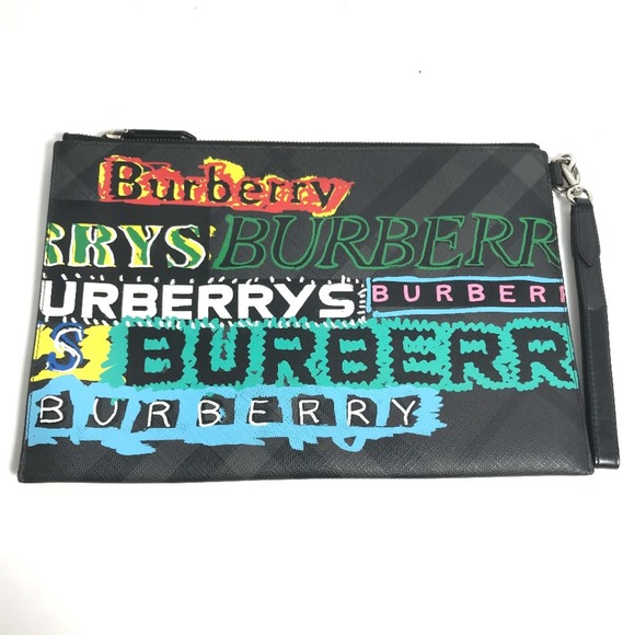 Burberry With pouch strap Clutch bag Black Multicolore - Picture 1 of 10